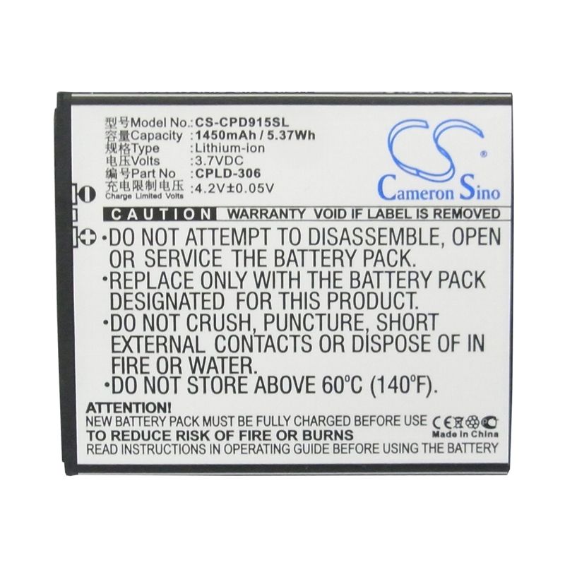 Li-ion Battery fits Coolpad,9150, 9150w 3.7V, 1450mAh Communications Cameron Sino Technology Limited (Suspended)