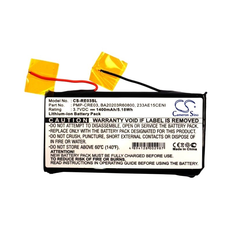 Li-ion Battery fits Creative, Dap-hdd004, Labs Nomad Jukebox Zen, 3.7V, 1400mAh Computer Cameron Sino Technology Limited (Suspended)