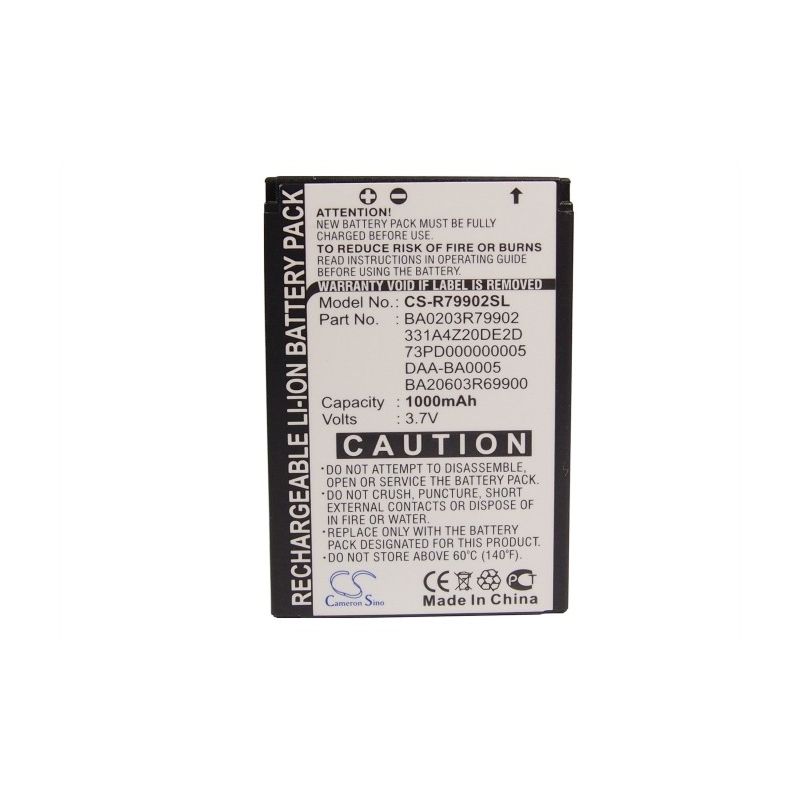 Li-ion Battery fits Creative, Jukbeox Zen Nx, Nomad, Nomad Jukebox Zen Xtra 3.7V, 1000mAh Media Player Cameron Sino Technology Limited