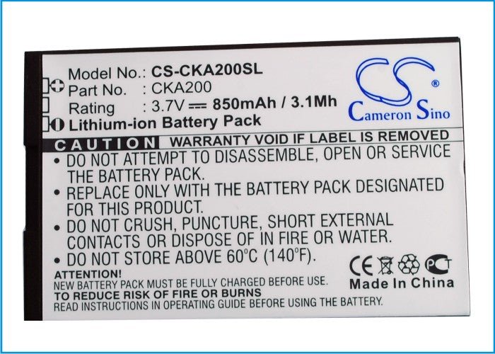 Li-ion Battery fits Cricket, A200, A300, Calcomp A200 Captr 3.7V, 850mAh Communications Cameron Sino Technology Limited