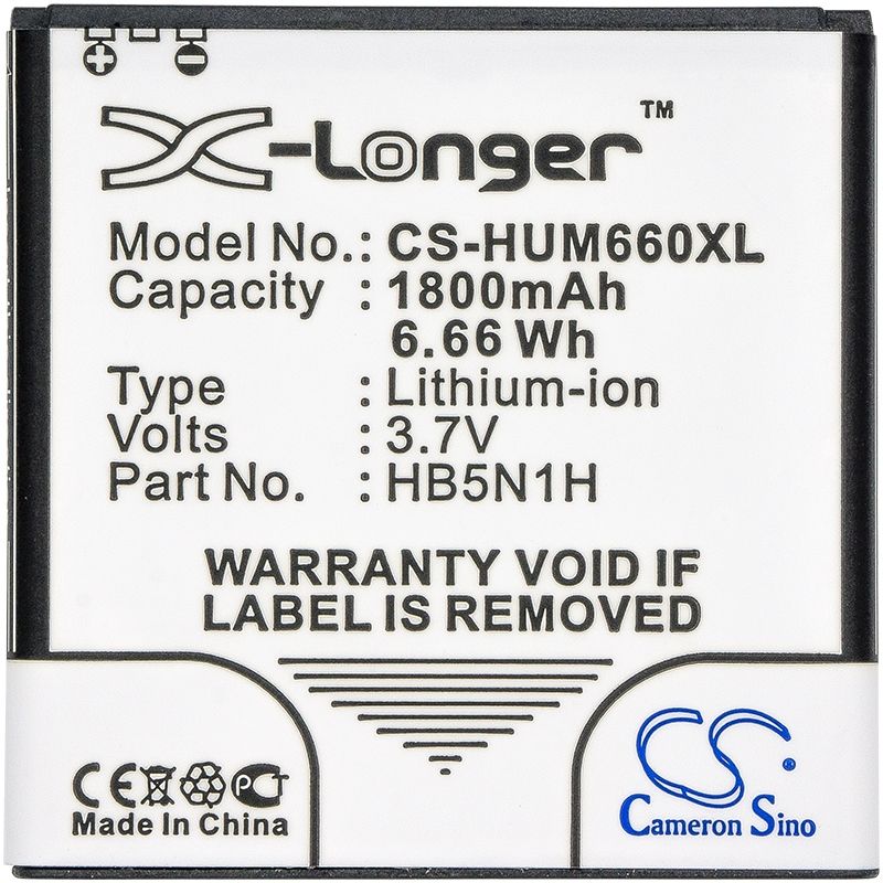 Li-ion Battery Fits Cricket, Ascend Q, M660, Huawei 3.7v, 1800mah Mobile & SmartPhone Cameron Sino Technology Limited