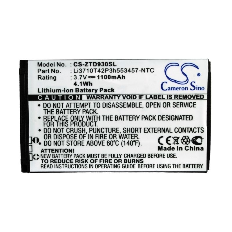 Li-ion Battery fits Cricket, chorus, d930, zte 3.7V, 1100mAh Mobile & SmartPhone Cameron Sino Technology Limited