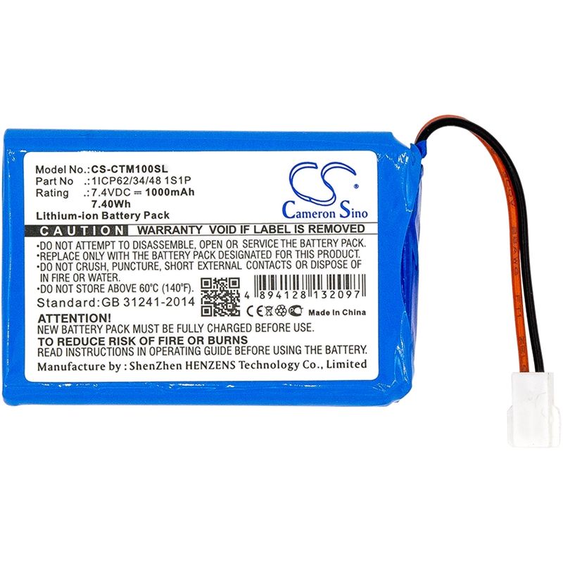 Li-ion Battery fits Ctms, Eurodetector, Ctms 7.4V, 1000mAh Payment Terminal Cameron Sino Technology Limited