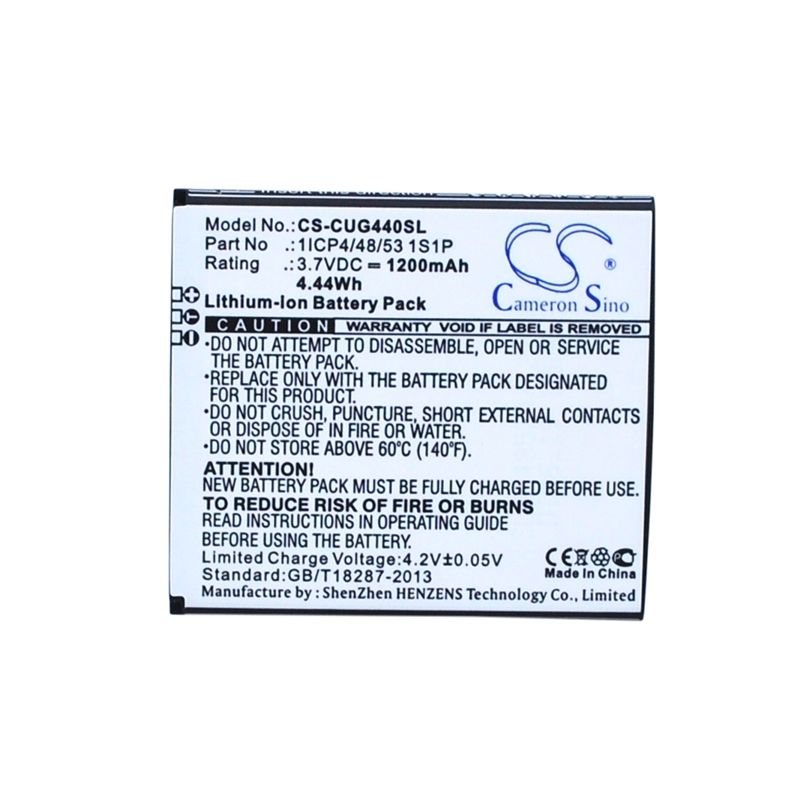 Li-ion Battery fits Cube1, g44, g44s 3.7V, 1200mAh Communications Cameron Sino Technology Limited (Suspended)