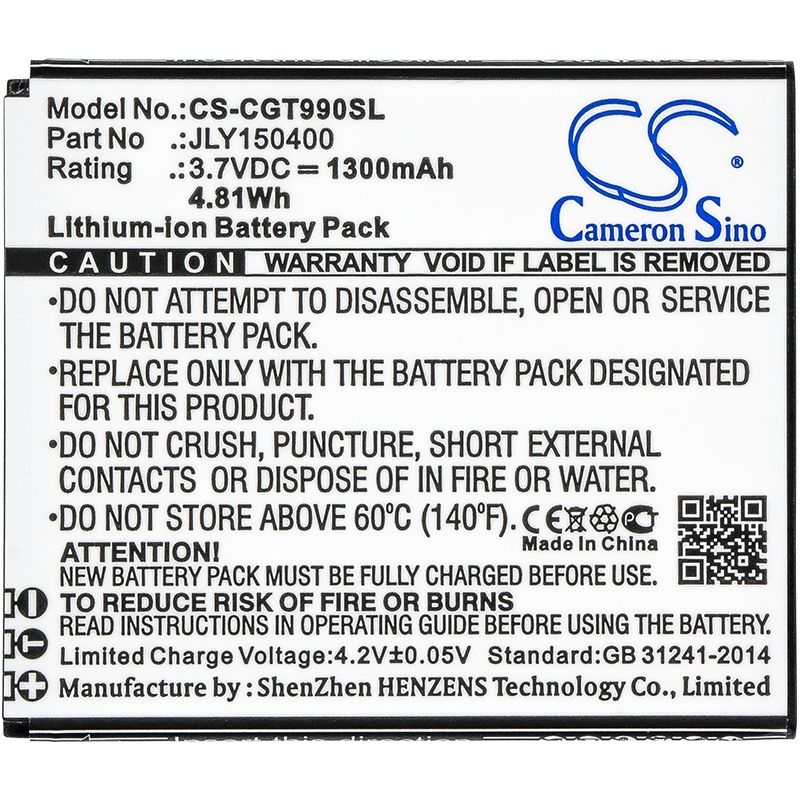 Li-ion Battery fits Cubot, gt99, p5 3.7V, 1300mAh Mobile & SmartPhone Cameron Sino Technology Limited