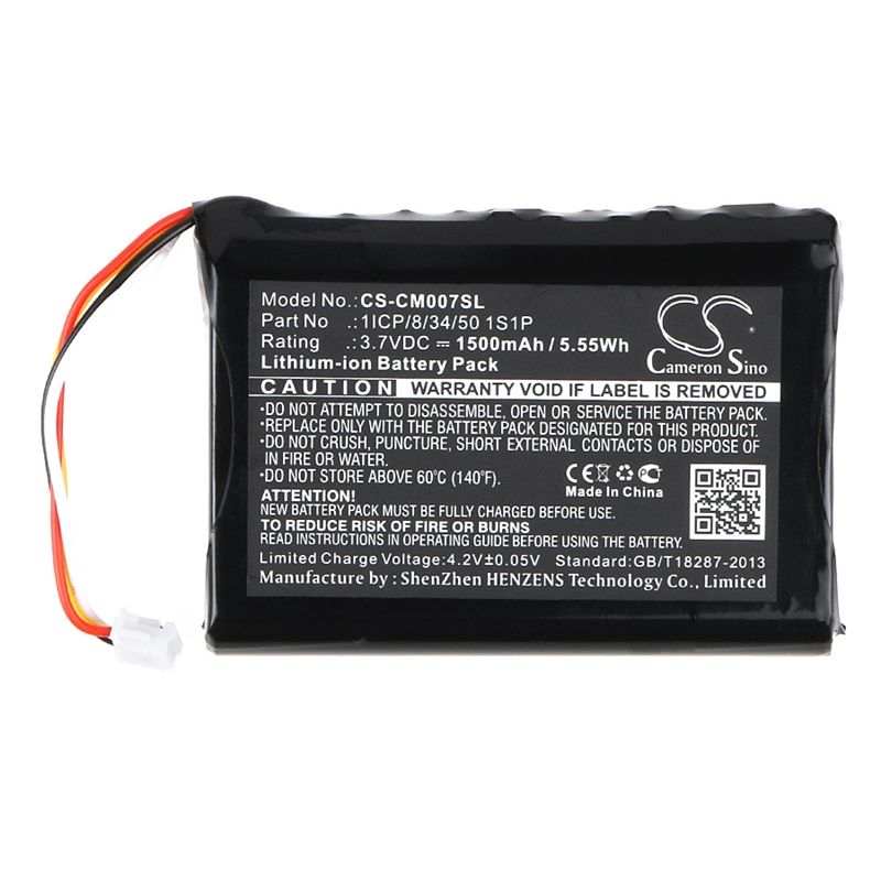 Li-ion Battery fits Custom Battery Pack, 1icp/8/34/50 1s1p 3.7V, 1500mAh Battery Pack Cameron Sino Technology Limited