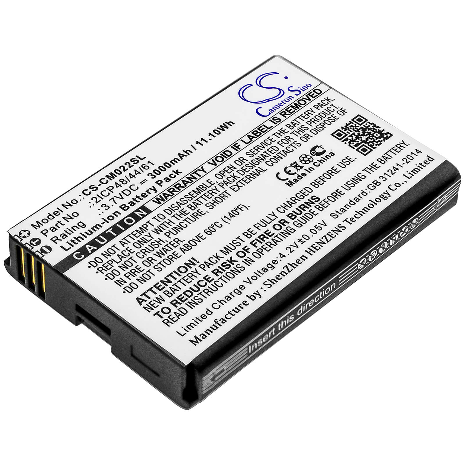 Li-ion Battery fits Custom Battery Pack, 2icp48/44/61 3.7V, 3000mAh Battery Pack Cameron Sino Technology Limited