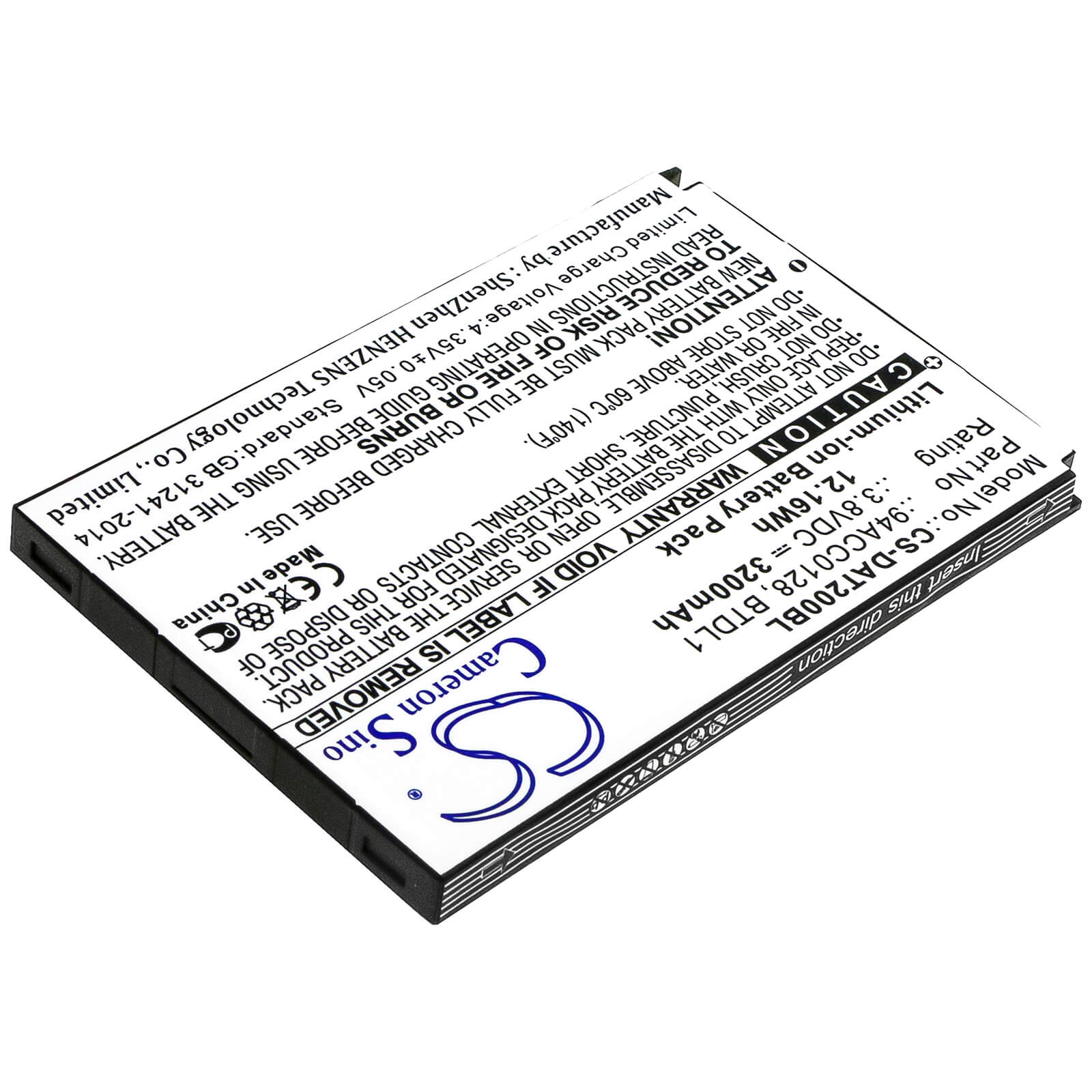 Li-ion Battery fits Datalogic, Axist, Dl-axist 3.7V, 3200mAh Barcode Scanner Cameron Sino Technology Limited