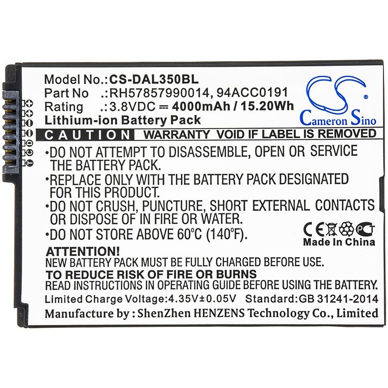 Li-ion Battery fits Datalogic, Btdl35 3.8V, 4000mAh Business Cameron Sino Technology Limited (Suspended)