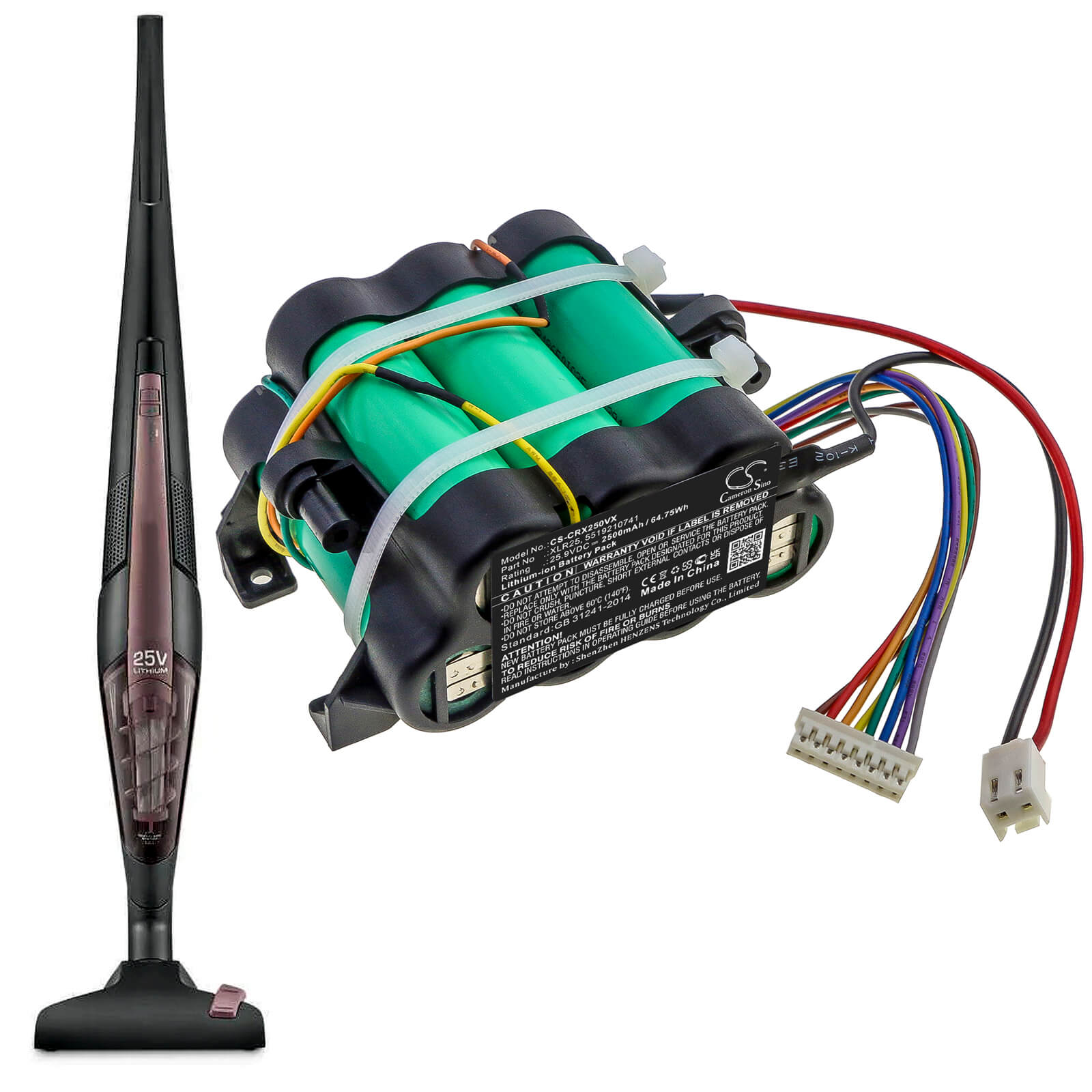 Li-ion Battery fits De Longhi, Colombina Xlr25le.gy, Colombina Xlr25lm.bl, Colombina Xlr25lm.gy 25.9V, 2500mAh Vacuum Cameron Sino Technology Limited