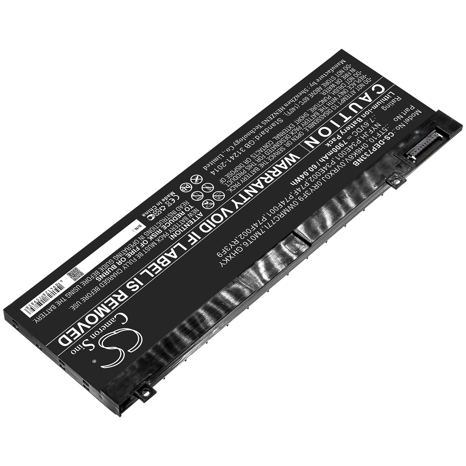 Li-ion Battery fits Dell, 0h6k6v, 0ry3f9, 0vrx0j, 0wmrc77i, 5tf10, 7m0t6, Ghxky, Nyfjh, P34e001, P34e002, P74f, P74f001, P74f002 Notebook & Laptop Cameron Sino Technology Limited