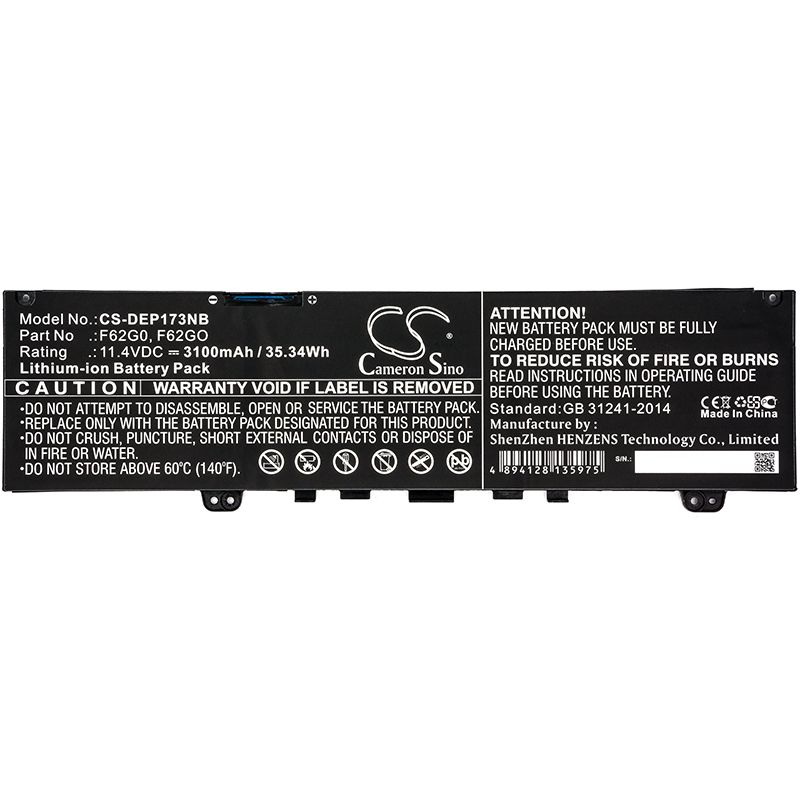 Li-ion Battery Fits Dell, Ins 13-5370-d1305p, Ins 13-5370-d1505s 11.4v, 3100mah Notebook & Laptop Cameron Sino Technology Limited