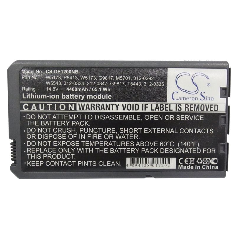 Li-ion Battery fits Dell, inspiron 1000, inspiron 1200, inspiron 2200 14.8V, 4400mAh Notebook & Laptop Cameron Sino Technology Limited