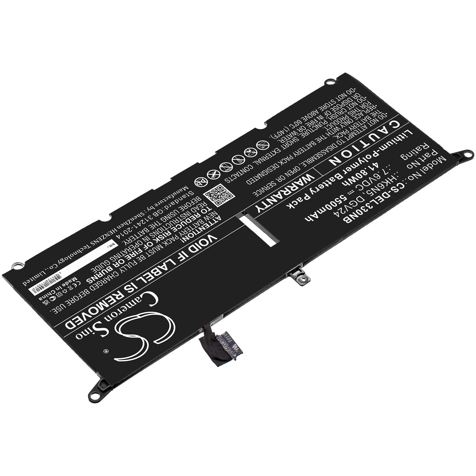 Li-ion Battery fits Dell, Inspiron 13 5000 5390, Inspiron 13 5390, Inspiron 13-5390-d1305l 7.6V, 5500mAh Notebook & Laptop Cameron Sino Technology Limited