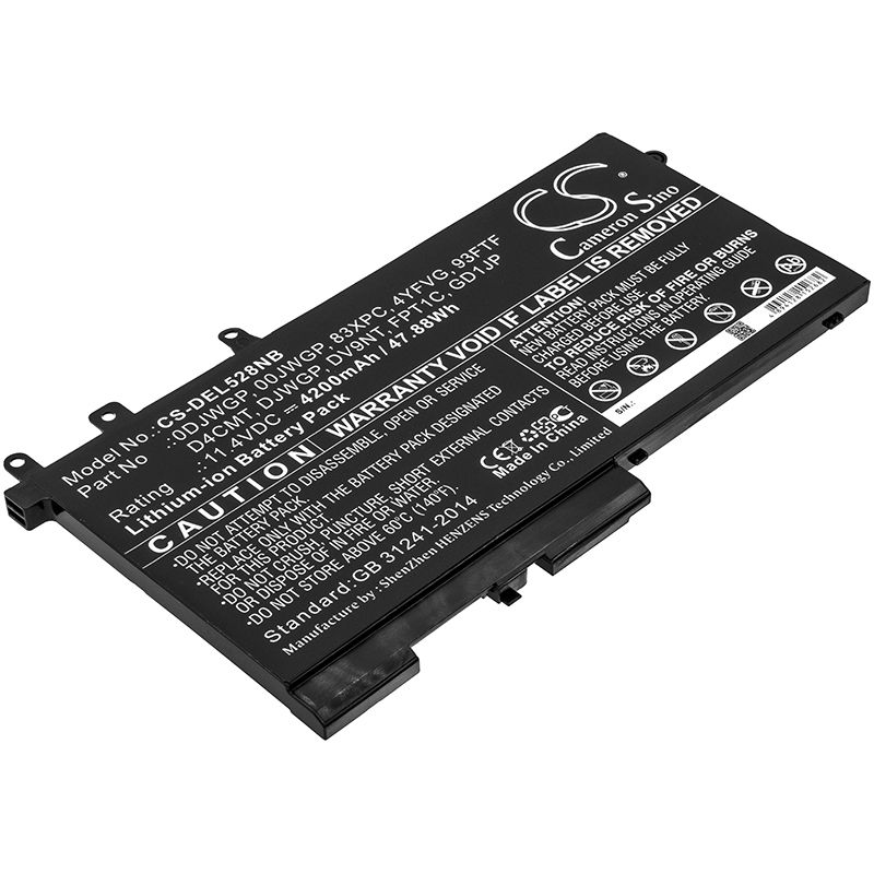 Li-ion Battery fits Dell, Latitude 12 5290, Latitude 5280 11.4V, 4200mAh Notebook & Laptop Cameron Sino Technology Limited