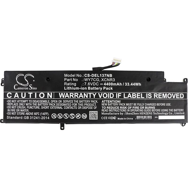 Li-ion Battery Fits Dell, Latitude 13 7370 7.6v, 4400mah Notebook & Laptop Cameron Sino Technology Limited