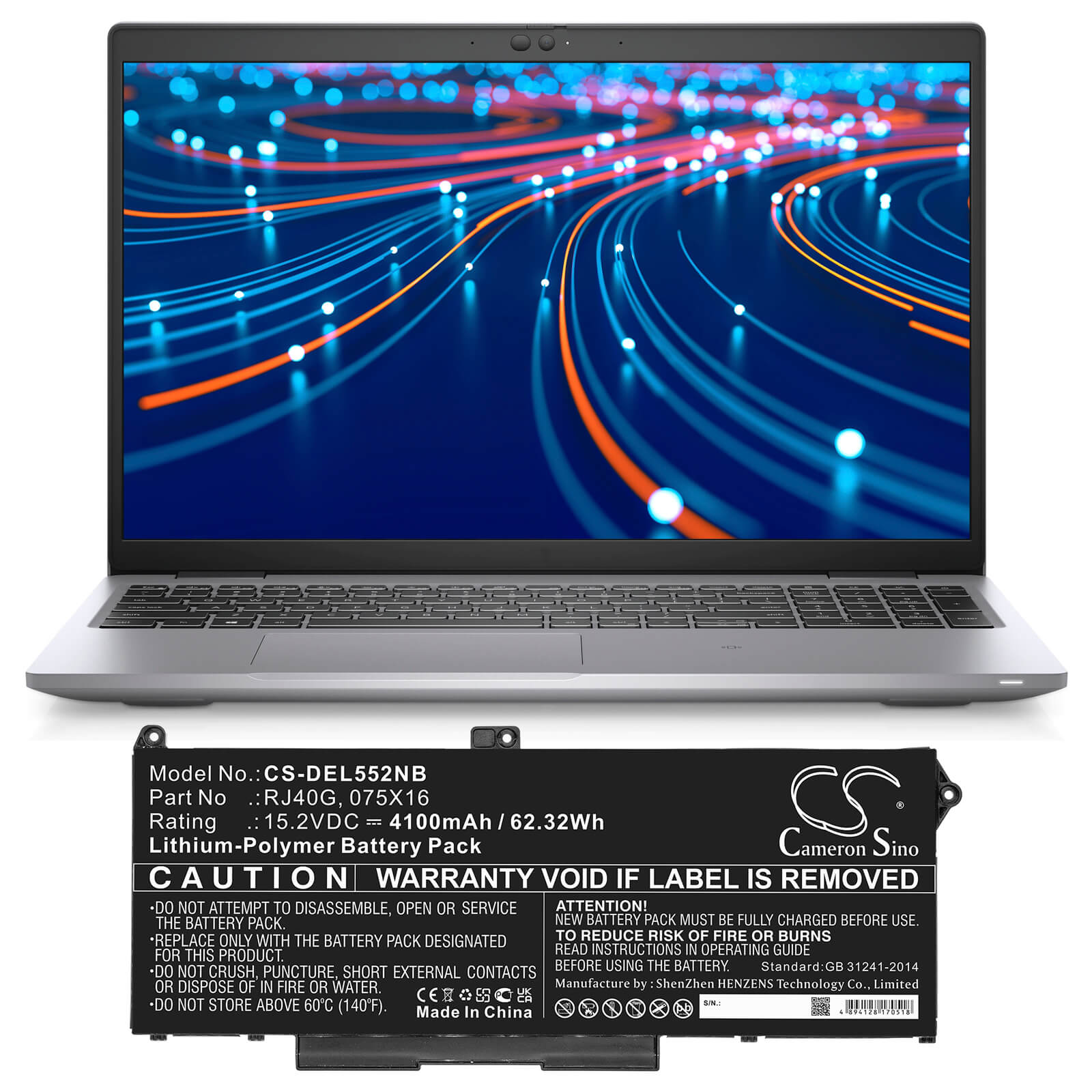 Li-ion Battery fits Dell, Latitude 14 5420, Latitude 14 5420 Chkfm, Latitude 14 5420 Fdtcy 15.2V, 4100mAh Notebook & Laptop Cameron Sino Technology Limited