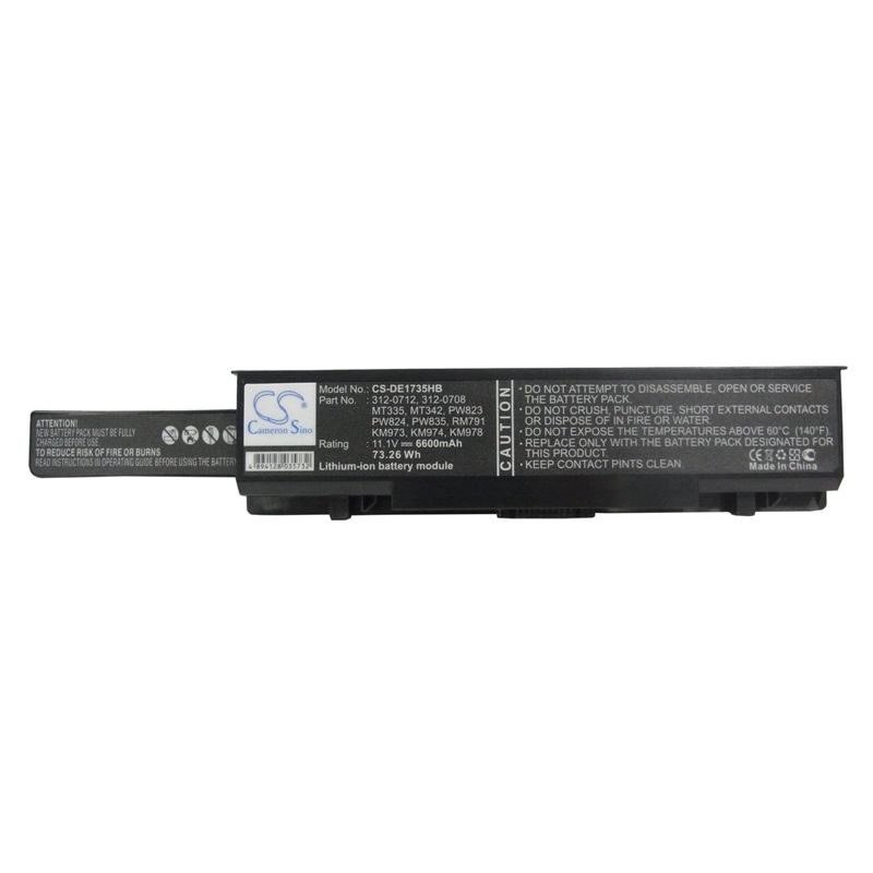 Li-ion Battery Fits Dell, Studio 1735, Studio 1736, Studio 1737 11.1v, 6600mah Notebook & Laptop Cameron Sino Technology Limited