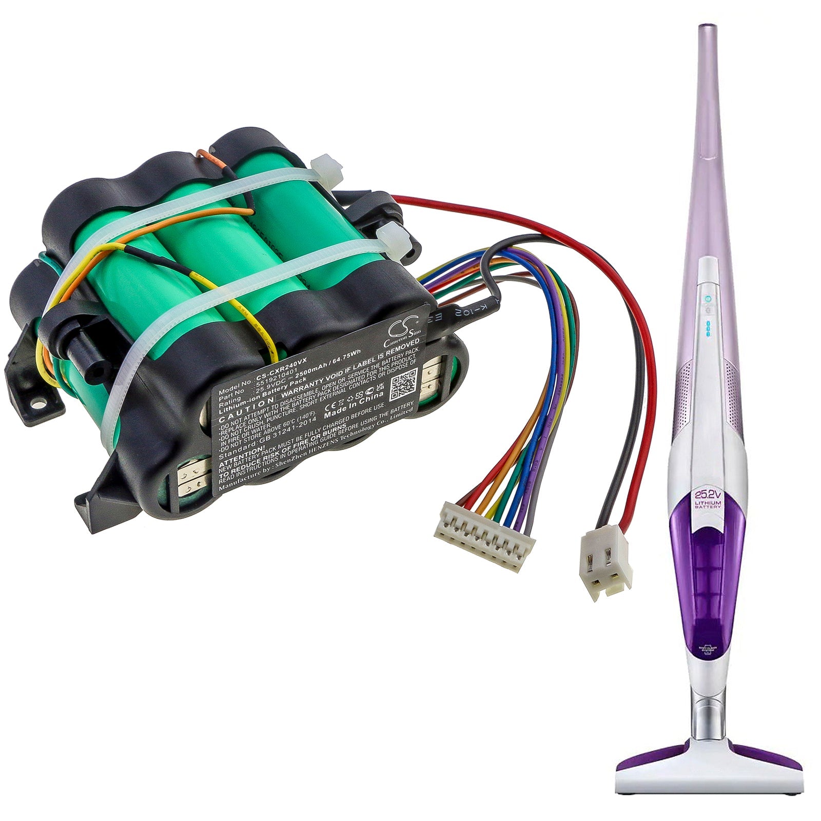 Li-ion Battery fits Delonghi, Colombina Xlr24li, Colombina Xlr24li.bl 25.9V, 2500mAh Vacuum Cameron Sino Technology Limited