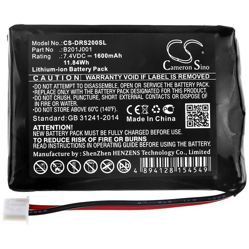Li-ion Battery fits Deviser, Ds2000 7.4V, 1600mAh Equipment & Survey & Test Cameron Sino Technology Limited