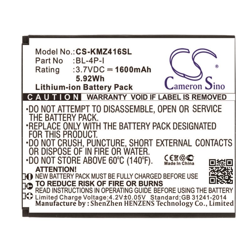 Li-ion Battery fits Dexp, ixion x lte 4.5, kruger&matz, km0416 3.7V, 1600mAh Mobile & SmartPhone Cameron Sino Technology Limited