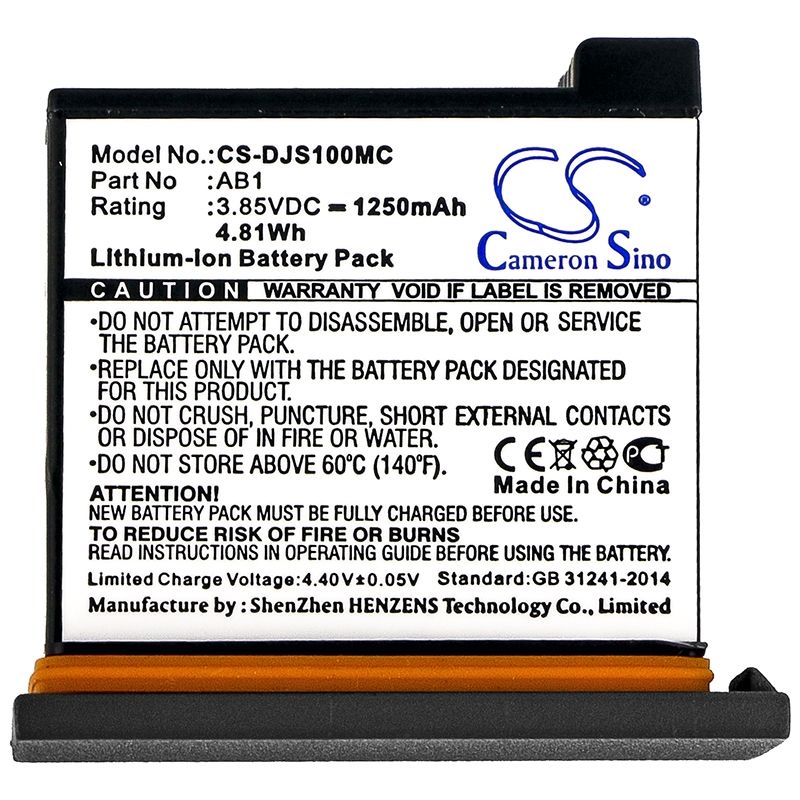 Li-ion Battery fits Dji, Osmo Action 3.85V, 1250mAh Camera Cameron Sino Technology Limited