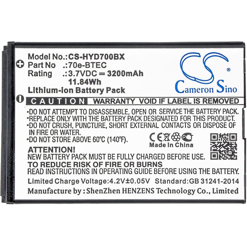 Li-ion Battery Fits Dolphin, 60s, 70e, 75e 3.7v, 3200mah Barcode Scanner Cameron Sino Technology Limited