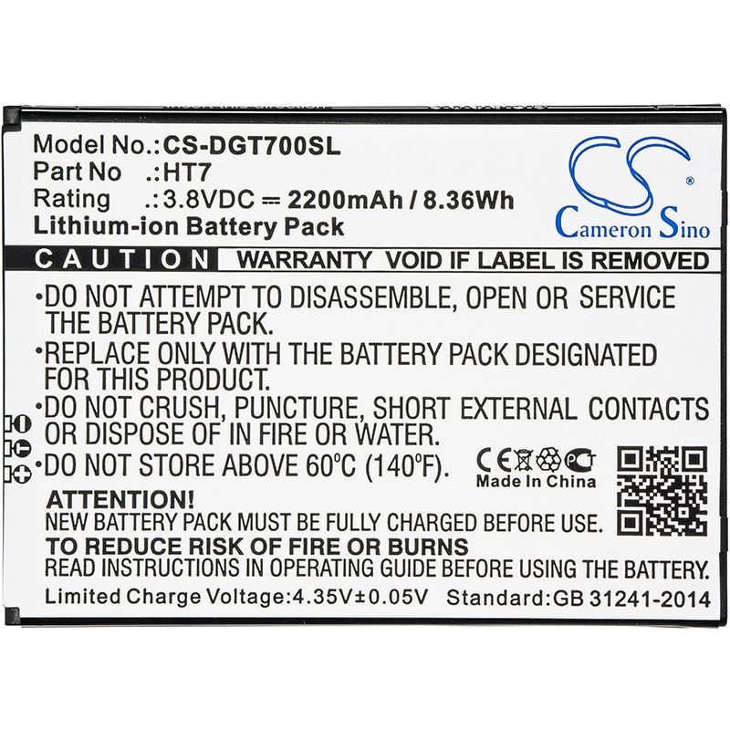Li-ion Battery fits Doogee, homtom ht7, t7, t7 pro 3.8V, 2200mAh Mobile & SmartPhone Cameron Sino Technology Limited