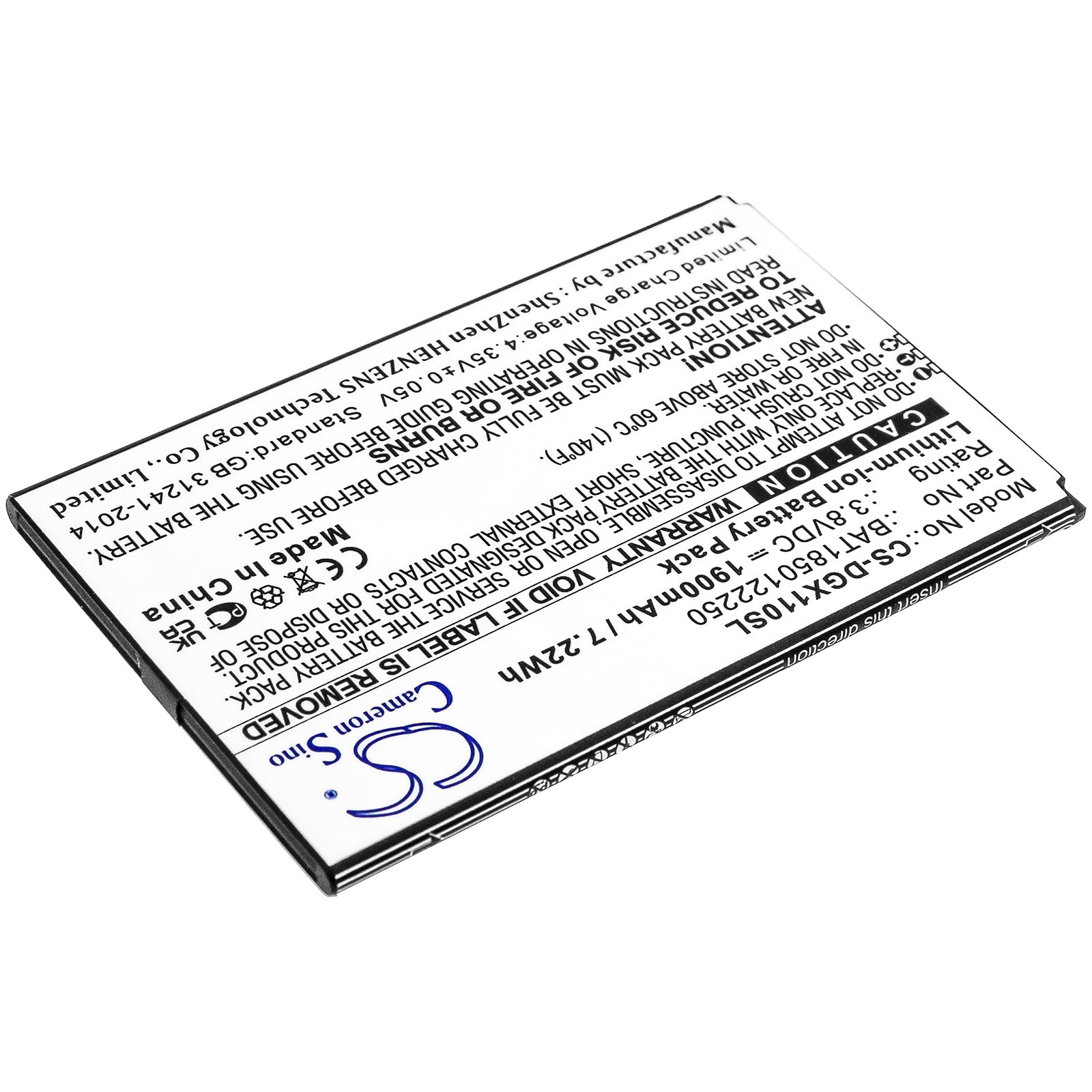 Li-ion Battery fits Doogee, X11 3.8V, 1900mAh Mobile & SmartPhone Cameron Sino Technology Limited