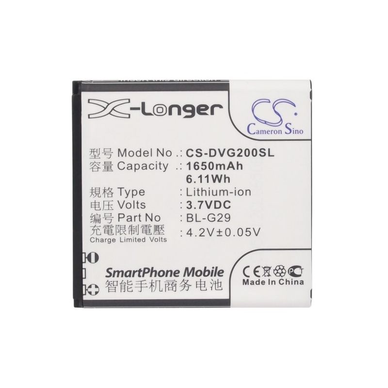 Li-ion Battery fits Doov, d200t, d210t, ieva d2 3.7V, 1650mAh Mobile & SmartPhone Cameron Sino Technology Limited