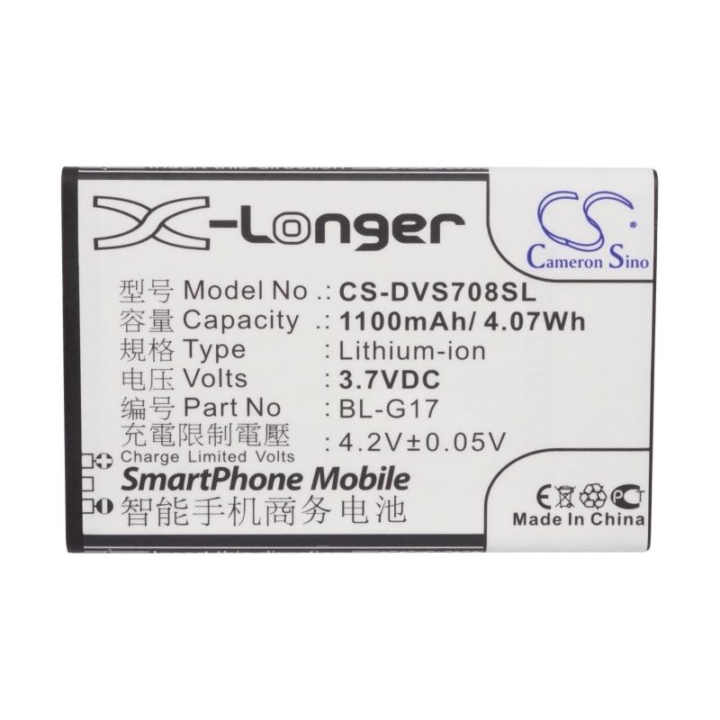 Li-ion Battery fits Doov, ieva d708, s708, s908 3.7V, 1100mAh Communications Cameron Sino Technology Limited (Suspended)