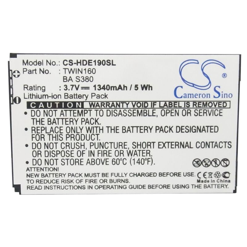 Li-ion Battery Fits Dopod, A6288, T5399, Touch Twin 3.7v, 1340mah Communications Cameron Sino Technology Limited