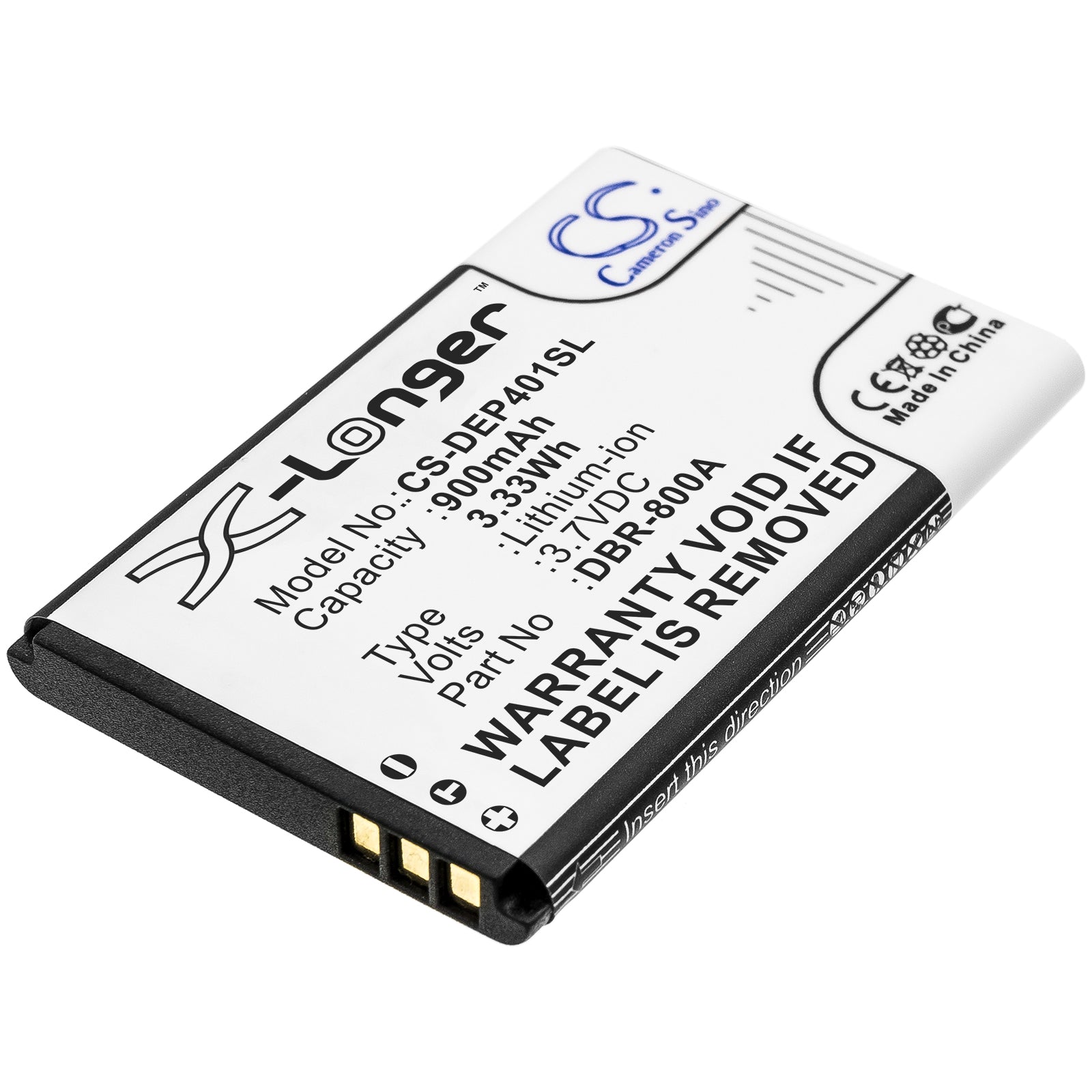 Li-ion Battery fits Doro, Dbr-800a, Dbr-800b, Dbr-800d 3.7V, 900mAh Mobile & SmartPhone Cameron Sino Technology Limited