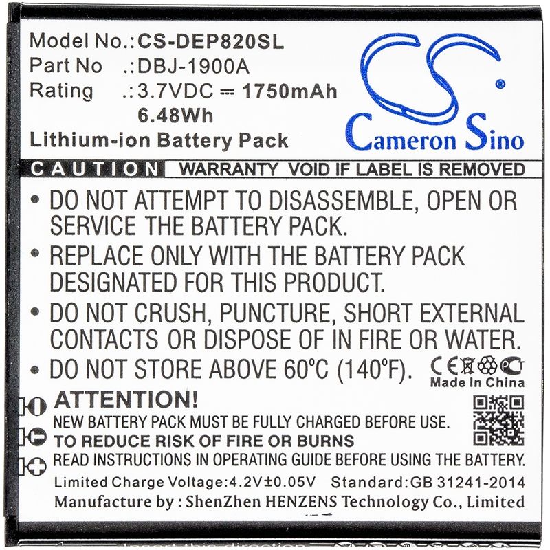 Li-ion Battery fits Doro, liberto 820 3.7V, 1750mAh Mobile & SmartPhone Cameron Sino Technology Limited