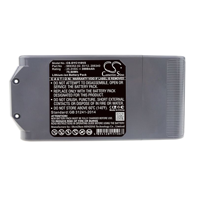 Li-ion Battery Fits Dyson, Cyclone SV12, V10, V10 25.2v, 3000mah Vacuum Cameron Sino Technology Limited
