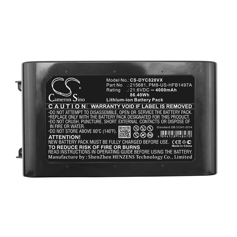 Li-ion Battery Fits Dyson, Sv10, V8 21.6v, 4000mah Vacuum Cameron Sino Technology Limited