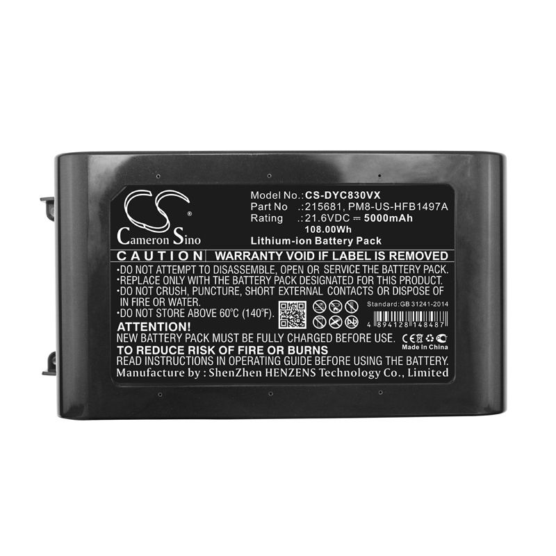 Li-ion Battery fits Dyson, Sv10, V8 21.6V, 5000mAh Vacuum Cameron Sino Technology Limited