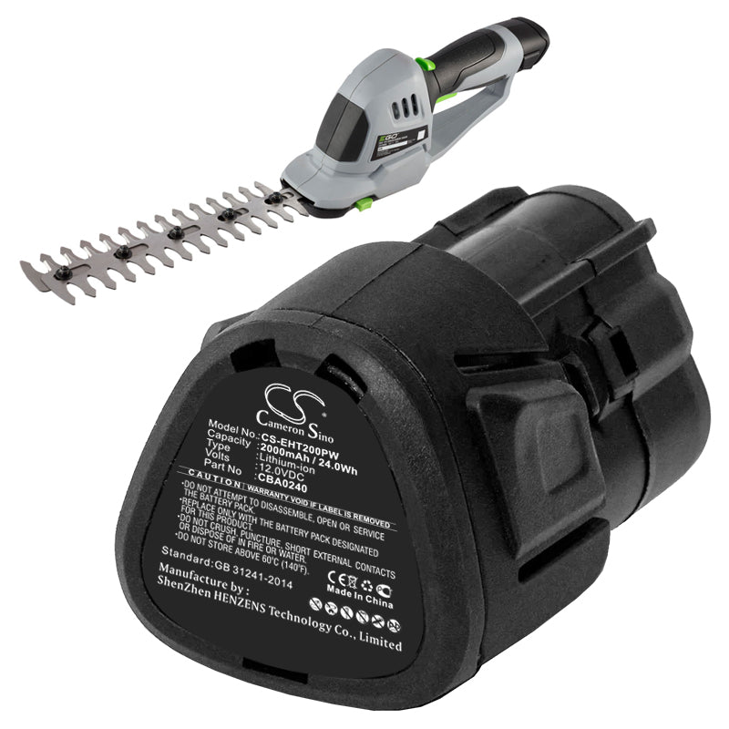 Li-ion Battery fits Ego, Cht2001e Cordless Shrub, Cht2001e Grass Shears 12.0V, 2000mAh Gardening Tools Cameron Sino Technology Limited