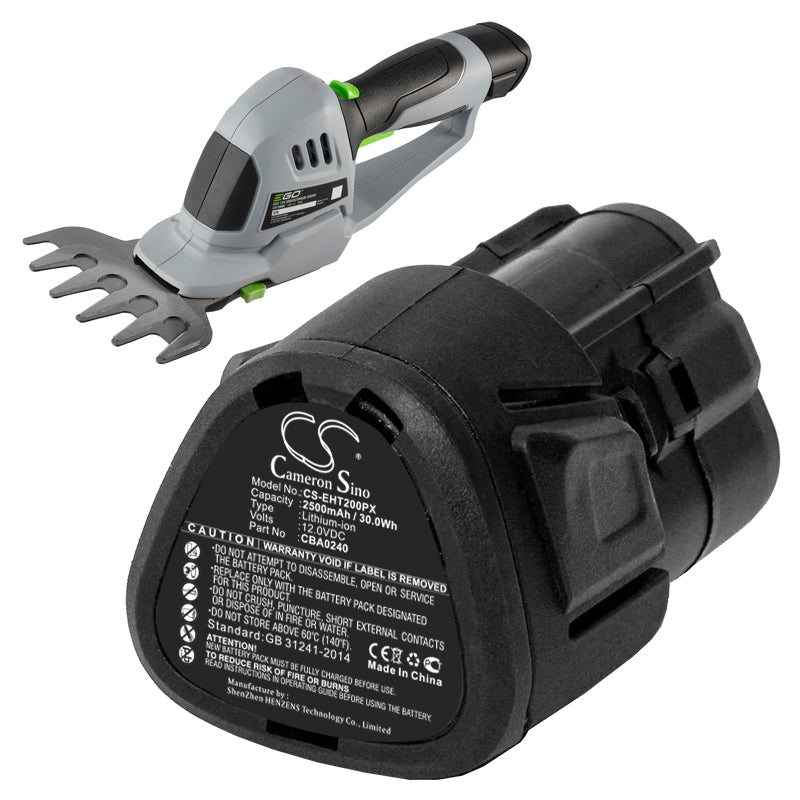 Li-ion Battery fits Ego, Cht2001e Cordless Shrub, Cht2001e Grass Shears 12.0V, 2500mAh Gardening Tools Cameron Sino Technology Limited
