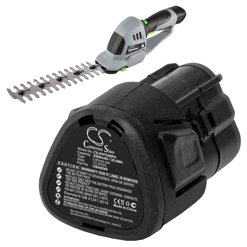Li-ion Battery fits Ego, Cht2001e Cordless Shrub, Cht2001e Grass Shears 12.0V, 2500mAh Gardening Tools Cameron Sino Technology Limited