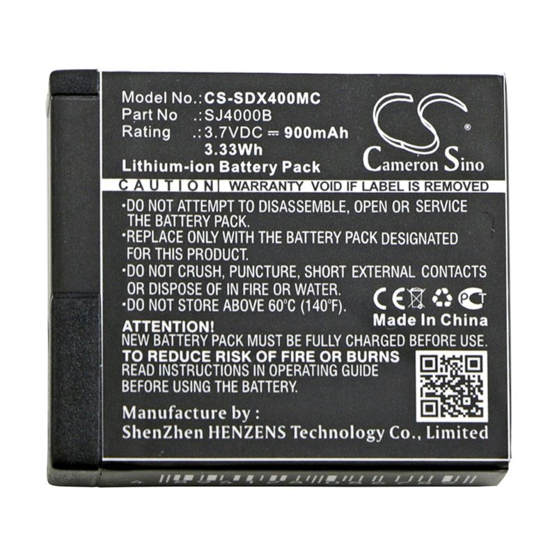 Li-ion Battery fits Eken, H8, H8 Pro, H8r 3.7V, 900mAh Camera Cameron Sino Technology Limited