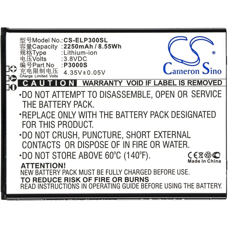 Li-ion Battery fits Elephone, p3000, p3000s, precious p3000 3.8V, 2250mAh Mobile & SmartPhone Cameron Sino Technology Limited