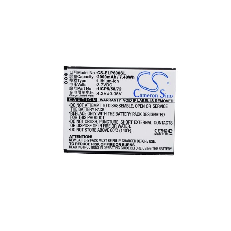 Li-ion Battery fits Elephone, p6000, p6000s, precious p6000 3.7V, 2000mAh Communications Cameron Sino Technology Limited