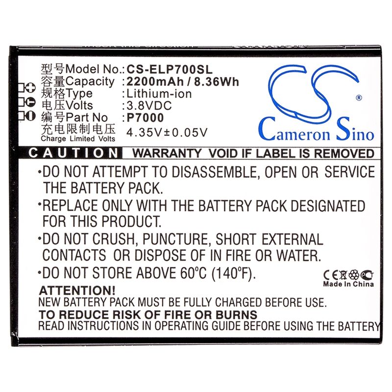 Li-ion Battery fits Elephone, p7000, precious p7000 3.8V, 2200mAh Mobile & SmartPhone Cameron Sino Technology Limited