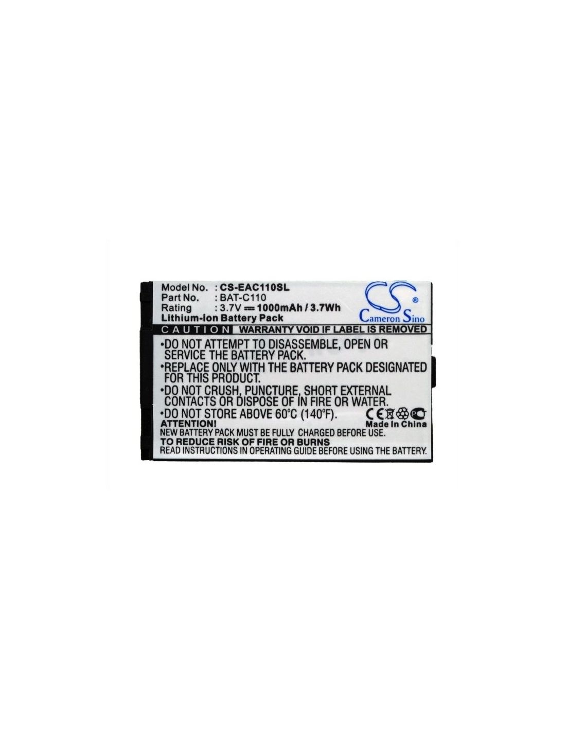 Li-ion Battery fits Emporia, c131, telme c131 3.7V, 1000mAh Mobile & SmartPhone Cameron Sino Technology Limited