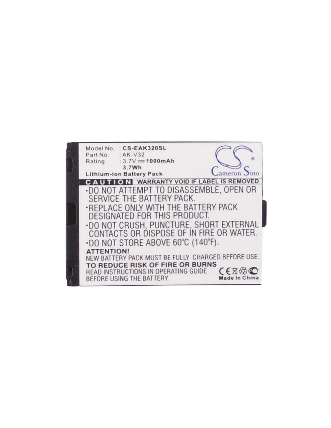 Li-ion Battery fits Emporia, click, click v32, click v32c 3.7V, 1000mAh Mobile & SmartPhone Cameron Sino Technology Limited