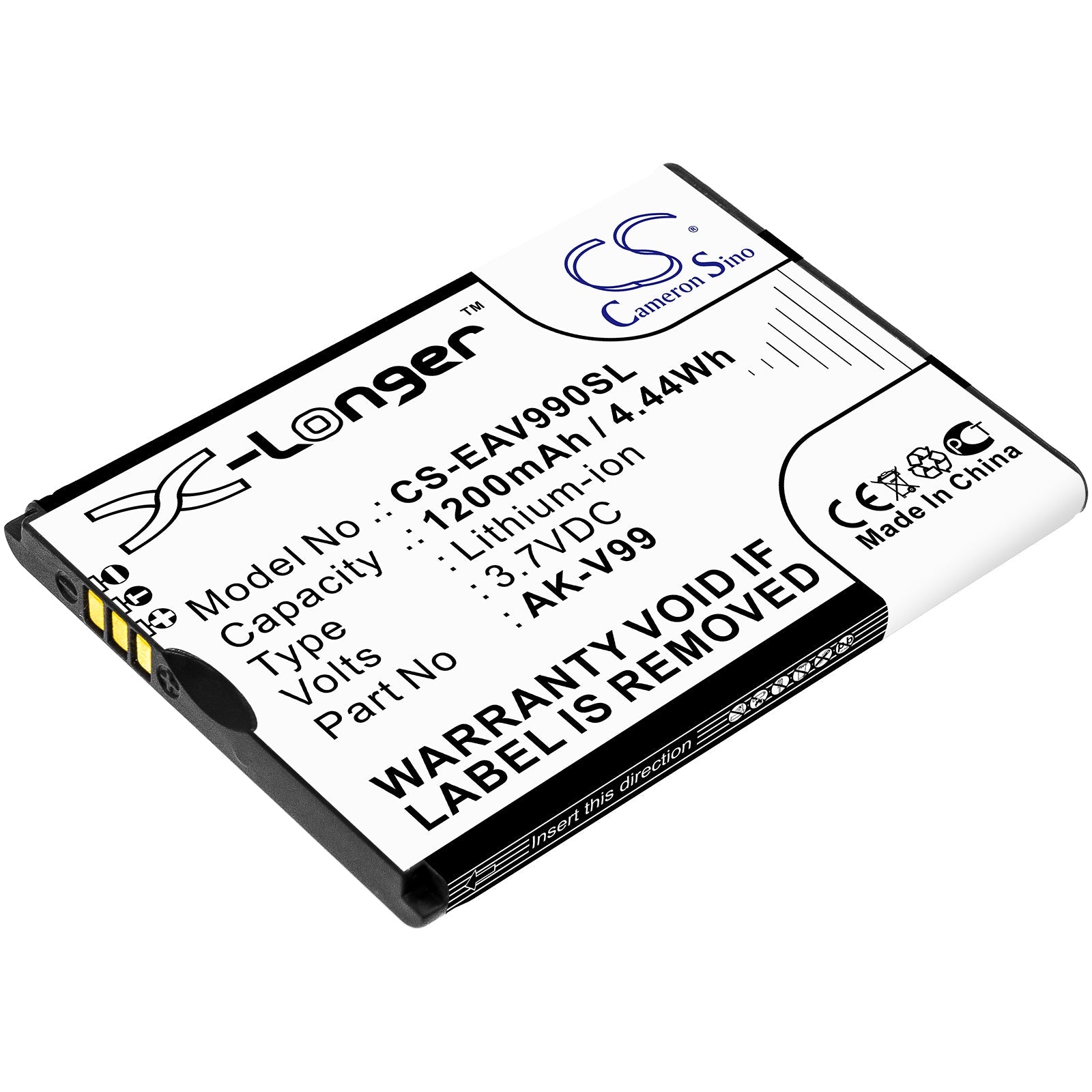 Li-ion Battery fits Emporia, Select, V99 3.7V, 1200mAh Mobile & SmartPhone Cameron Sino Technology Limited