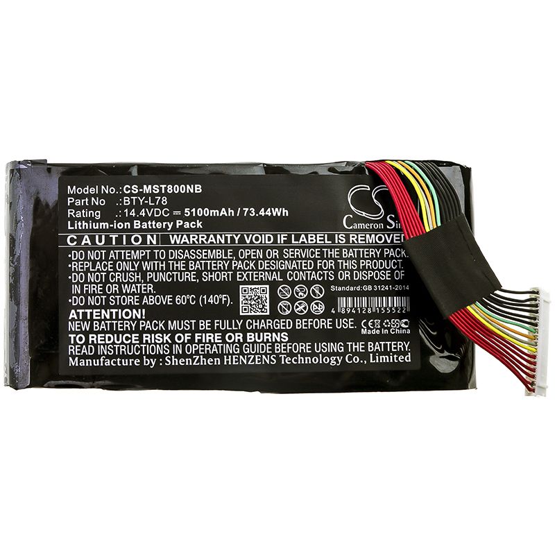 Li-ion Battery fits Eurocom, Tornado F5 Se, Hipaa 14.4V, 5100mAh Notebook & Laptop Cameron Sino Technology Limited