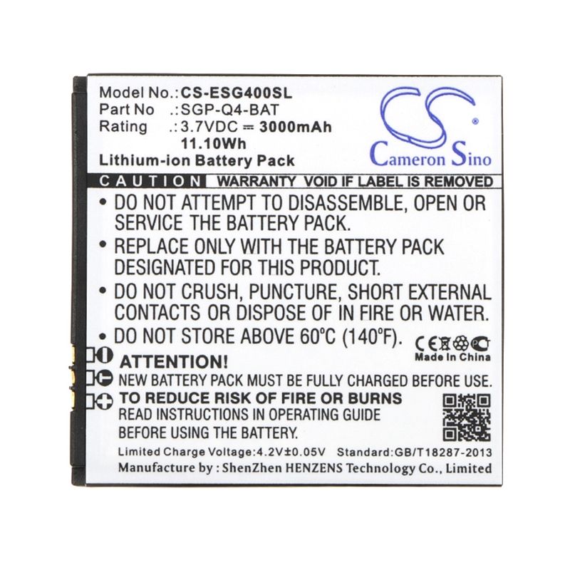 Li-ion Battery fits Evolveo, strongphone q4 3.7V, 3000mAh Mobile & SmartPhone Cameron Sino Technology Limited