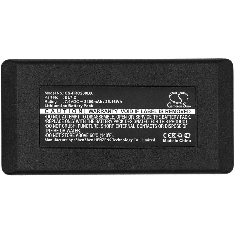 Li-ion Battery fits Falard, Rc 012, Rc12, Rc12r 7.4V, 3400mAh Crane Remote Control Cameron Sino Technology Limited